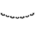 Halloween decorative banner featuring black glitter bat cutouts on a white background - Bat String Garland (L-00322-3) / Black Glitter