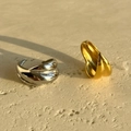 Unique 18k gold plated stainless steel twisted rings in gold and silver finish - US 6 / Silver