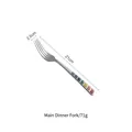 Silver stainless steel dinner fork with colorful checkered handle 21cm length 71g - Dinner Fork