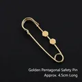 Golden metal safety pin with hexagonal beads, 4.5cm length for waist adjustment - Gold Hexagon Style