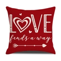 Roter Leinen-Kissenbezug mit weißem LOVE-Druck für romantische Valentinstag-Deko - 4-Kissenbezug-LOVE finds a way