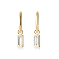Orecchini a cerchio dorati con pendenti in zircone cubico taglio smeraldo da donna - Orecchini in Zircone Bianco (SE21062906W)