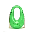 Chic transparent emerald green acrylic box bag with oval hollow handle and gold chain strap - Green