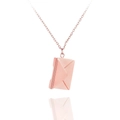 Rose gold stainless steel envelope pendant necklace with polished finish and fine chain - Rose Gold