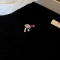 Pink heart-shaped zircon pistol earring with silver plating and red crystal accents - Pink Heart Gun
