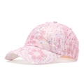 Casquette de baseball rose en maille avec fleurs 3D et paillettes pour femme d'été - Rose