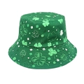 Reversible St. Patrick's Day bucket hat with green shamrock prints for outdoor wear - M (56-58cm) / Dark Green with White/Light Green Shamrock(4#)