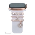 Rose gold diamond charms for Apple watch silicone band with heart and square studs - Hollow Heart Style (5572578809393) / Black Sponge Packaging / No.40 Champagne