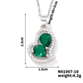 Specifiche dimensionali della collana con pendente a cuore e pietre verdi a goccia - Stile Cuore Verde Argento (N01067-10)