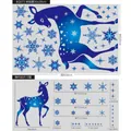 Blue gradient reindeer and snowflake static stickers for Christmas window decoration - Blue Christmas Reindeer (BQ073/1 Sheet)