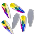 Waterdrop-shaped AB iridescent nail art rhinestones with 6 pieces showing front and flat back - 3x10mm Waterdrop AB