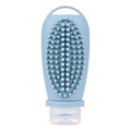 Light blue silicone travel bottle with massage brush head for shampoo and lotion storage - 100ml Grey Blue
