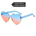 Frameless heart shaped sunglasses with blue and orange gradient lenses and blue arms - Gradient Blue Orange