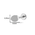 Titanium piercing met platte achterkant en zilveren ovale gestippelde kop 0,5cm - Korrelige Getextureerde Stijl (T2554-1#) / Zilver
