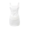 Eng anliegendes weißes Satin-Minikleid mit Korsett-Oberteil und gerafftem Rock für Damen - Weiß
