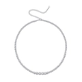 Elegante S925 Sterlingsilber Tennis-Halskette mit funkelndem Moissanit auf weißem Hintergrund - 40+5cm / Silber