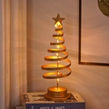 Golden iron Christmas tree LED night light with star topper for holiday decoration - Spiral / Spiral Gold