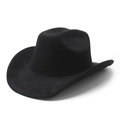 Klassieke zwarte western cowboyhoed voor dames met brede rand en elegante wollen fedora-stijl - Zwart