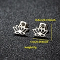Stainless steel lotus flower stud earrings with product size and weight measurement - Lotus Shape (084 Steel)