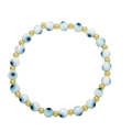 Bohemian Evil Eye beaded bracelet with blue charms and golden spacer beads for women - White