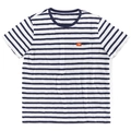 Camiseta de algodón a rayas azules y blancas con bolsillo en el pecho y cuello redondo - S / Tops / Azul marino