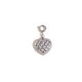 Silver heart pendant with quilted texture, beaded edge and spring clasp closure - Heart Bag Pendant - Steel Color
