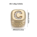 Gold square bead with letter C in cubic zirconia crystals for jewelry making - Gold-Letter C(YSN214-03)
