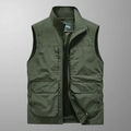 Men's outdoor utility fishing vest in army green with multi-pockets and mesh lining - M / Army Green