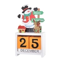 Calendario dell'Avvento fai-da-te in legno con renna e piccola casa per scrivania - Pupazzo di Neve Bianco
