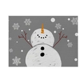Detail of grey linen placemat featuring a minimalist white snowman and snowflake pattern - CD27-10 (Grey Snowman)
