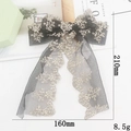 Große schwarze Spitzenschleife mit Goldstickerei für DIY-Haarschmuck und Handyhüllen - Groß / Schwarze bestickte Spitzenschleife