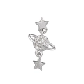 Macro detail of silver star and Saturn pendant with pave white rhinestones - EGD0653/Saturn / Silver