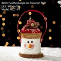 Plush snowman Christmas gift box with red snowflake lid and wooden base, 9.5x23cm size - Snowman Style Handheld Apple Jar
