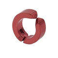 Polished red titanium steel non-pierced ear cuff earring with spring clip mechanism - Dark Red