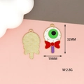 Funny eyeball lollipop charm with red bow and purple handle for DIY jewelry crafts - Devil Lollipop