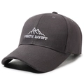 Dark grey cotton baseball cap with mountain embroidery and Youth Dayoff text - Gray