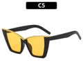 Cat eye sunglasses featuring a black and gold frame with yellow transparent lenses - Black Frame Yellow Lens