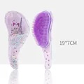 Purple transparent detangling hair brush with girl pattern and colorful beads decoration - Large Purple Eiffel Tower