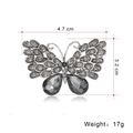 Detail of crystal butterfly brooch with dimensions 4.7cm by 3.2cm and weight 17g - Style 82/Silver Grey Pear Crystal