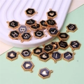 DIY hexagon alphabet pendants with golden metal frame and black enamel finish - Hexagon Alphabet Set (DY147) / Set of 26 / Style 61 Black Hexagon