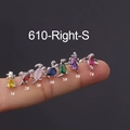 Dinosaurier-Ohrknorpelstecker aus Edelstahl mit bunten Zirkonia-Steinen für Piercings - Blauer Zirkon-Stil (4#) / Silber Rechts