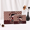 Minimalist checkered loose-leaf notebook set with cute girl illustration and spiral binding - A5 / Happy Apple