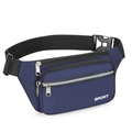Riñonera azul oscuro de nailon impermeable con cinturón ajustable y tira reflectante - Azul oscuro