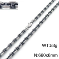 Vintage silver titanium steel anchor chain necklace, 660x6mm size weighing 53 grams - Oxidized Black Necklace