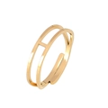 Minimalist double-layered gold H-shaped open ring for a trendy and vintage look - H-Shape-Gold