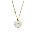 Minimalist gold plated wire wrapped heart shaped crystal necklace on white background - With Chain / Opal