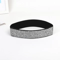 Close-up of sparkling silver sequins on black elastic waist belt with high texture detail - Model 6 / Wide (Silver Sequins)