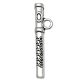 Antique silver flute pendant in musical instrument style for DIY jewelry making - 1Pc Half Flute 29x7mm