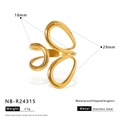 Detailed specs of abstract 18k gold plated stainless steel irregular open ring - Adjustable Open / Gold Abstract Spiral Style (NB-R24315)