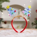 Christmas headband with blue felt trees and colorful tinsel on a festive wooden surface - Christmas Headband (Blue Tree)
